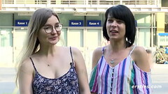 Lesbian Couple Play With a Glass Dildo Thumb