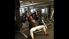 Straight man meat and sexy legs in compression lycra spandex spotted at the gym Thumb